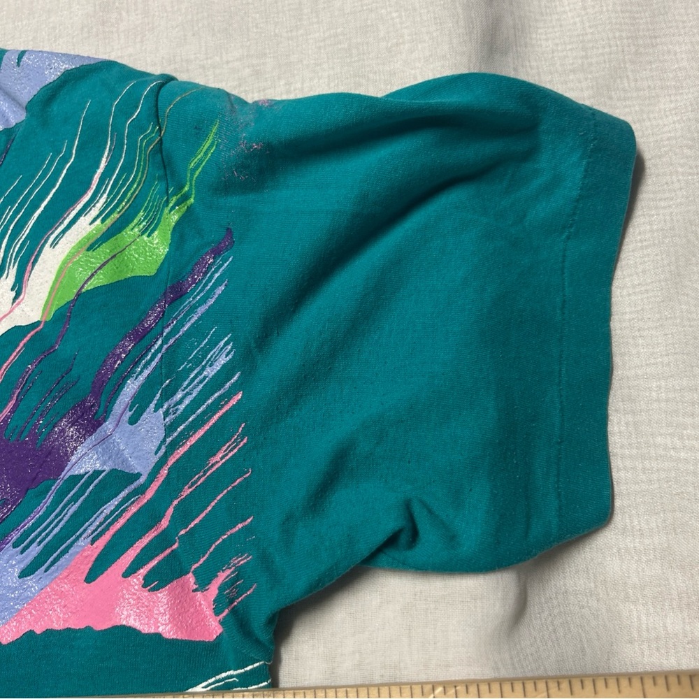 Vtg Abstract Sparkle Paint Art T-Shirt Hanes USA Fifty Fifty Single Stitch Grail - Picture 3 of 7